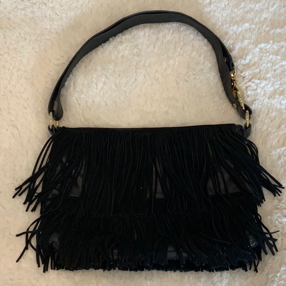 Tory Burch black leather & suede handbag